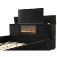 thumbnail image 3 of Modern Upholstered Eastern King Platform Bed with LED Lighting & Tv Cabinet with Fireplace Display, 3 of 8