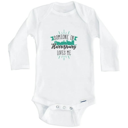 

Someone In Harrisburg Loves Me Harrisburg PA Skyline One Piece Baby Bodysuit (Long Sleeve) 3-6 Months White