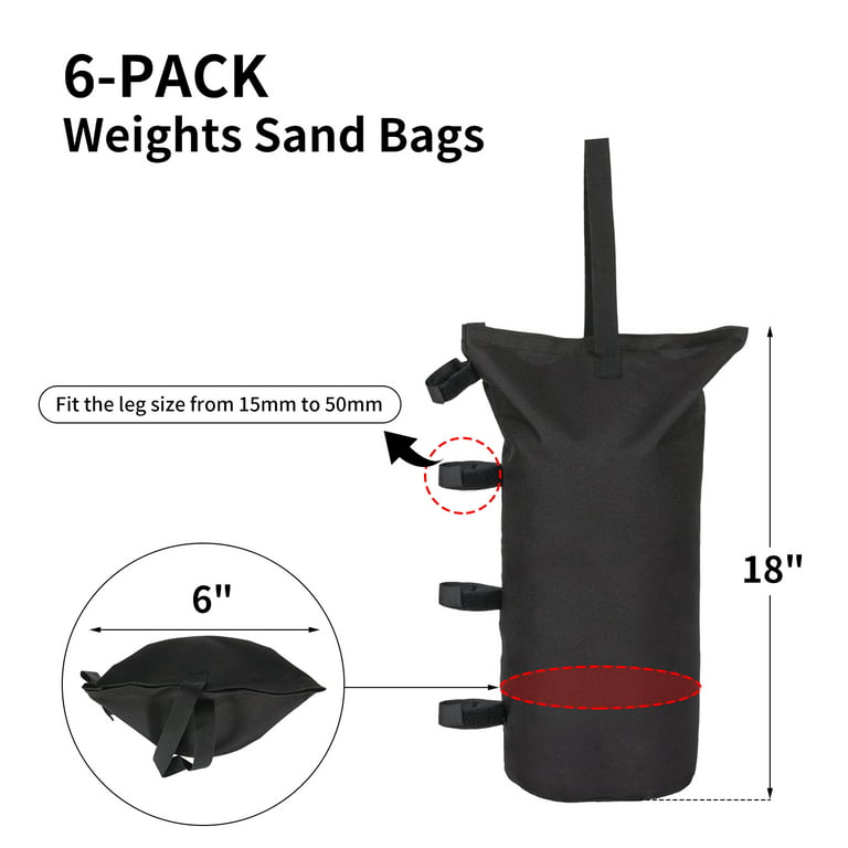 Super Weight Bags for Pop Up Canopy,Canopy Weight,Sand Is Not Included ,Set of 6,Black, Size: 6pc