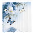 thumbnail image 2 of Ambesonne Floral Shower Curtain, Wild Flowers and Butterflies, 69"Wx70"L, Cadet Blue, 2 of 4