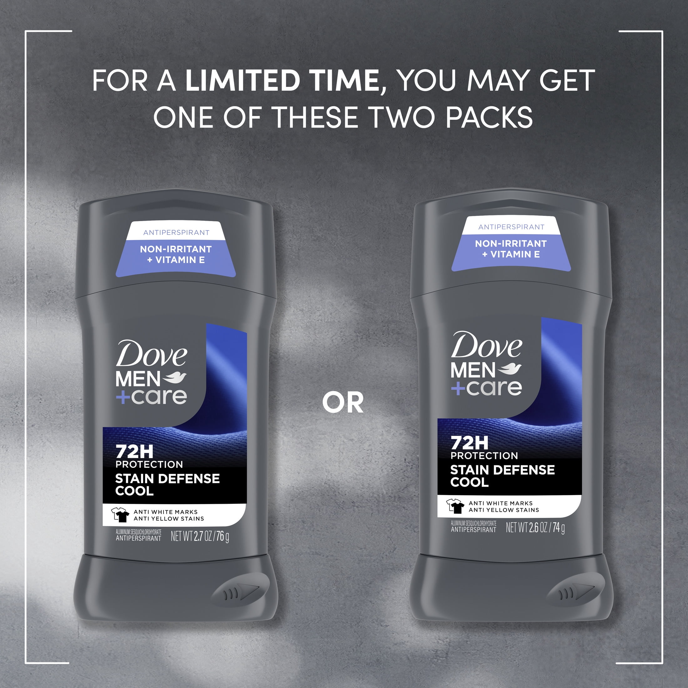 Dove Men+Care Antiperspirant Deodorant Stick For Men, Stain Defense Cool, Anti-White Marks & Anti-Yellow Stains Protection With 72-hour Sweat And Odor Protection, 2.6 oz