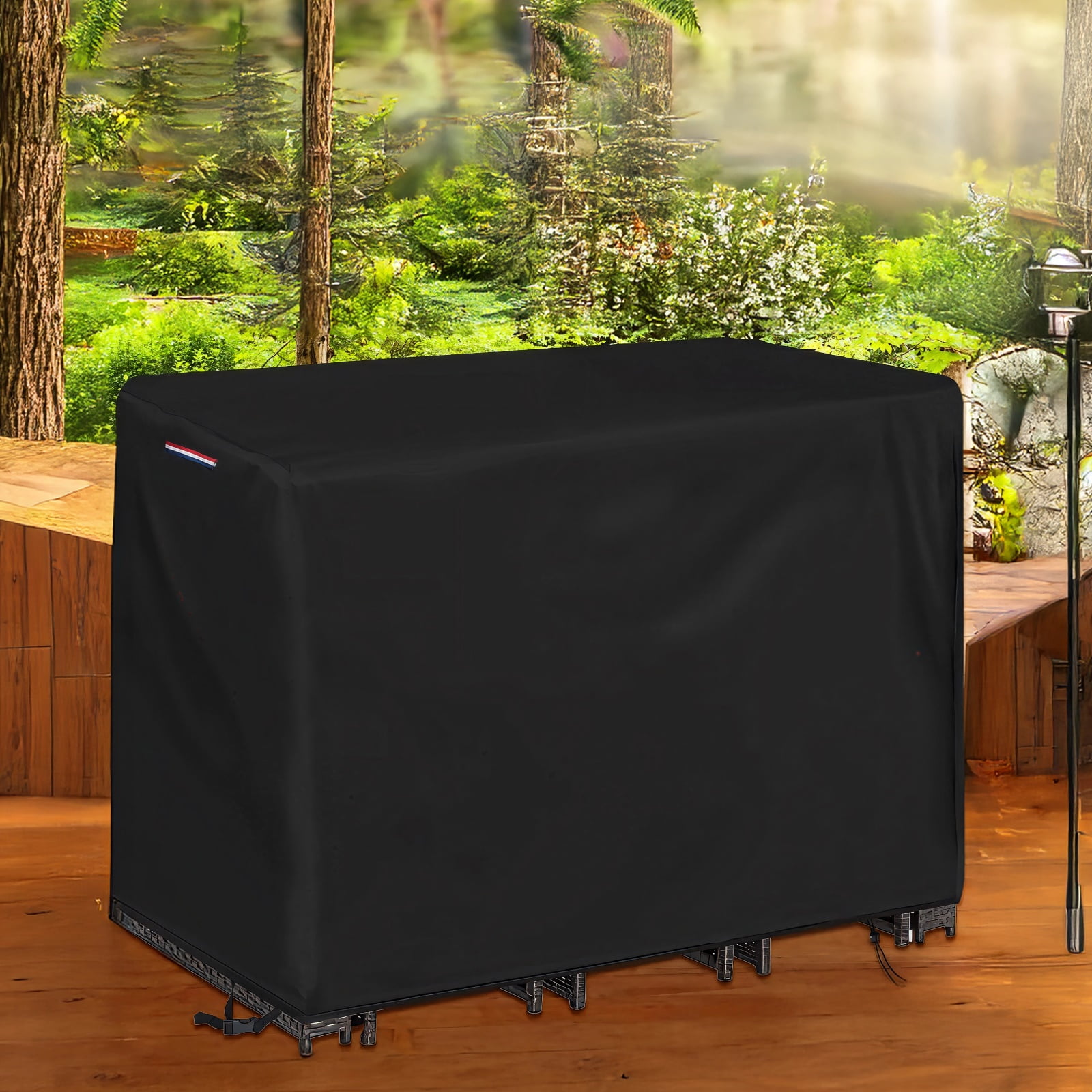 Waterproof Height Patio Table and Chair Set Cover, Long-lasting Outdoor Furniture Protection, Sunshine Resistant, Windproof Design, Adjustable Straps, 60*40.98*40.98 in (152.4*104.1*104.1cm), Black