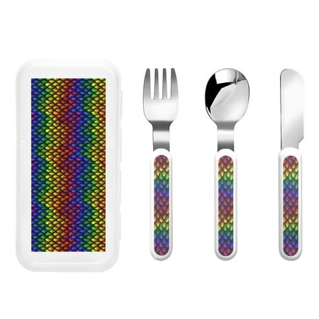 

Easygdp Dragon Scales 3-Piece Flatware Set Kids Silverware Stainless Steel Toddler Kids Utensils Safe for Preschooler Children