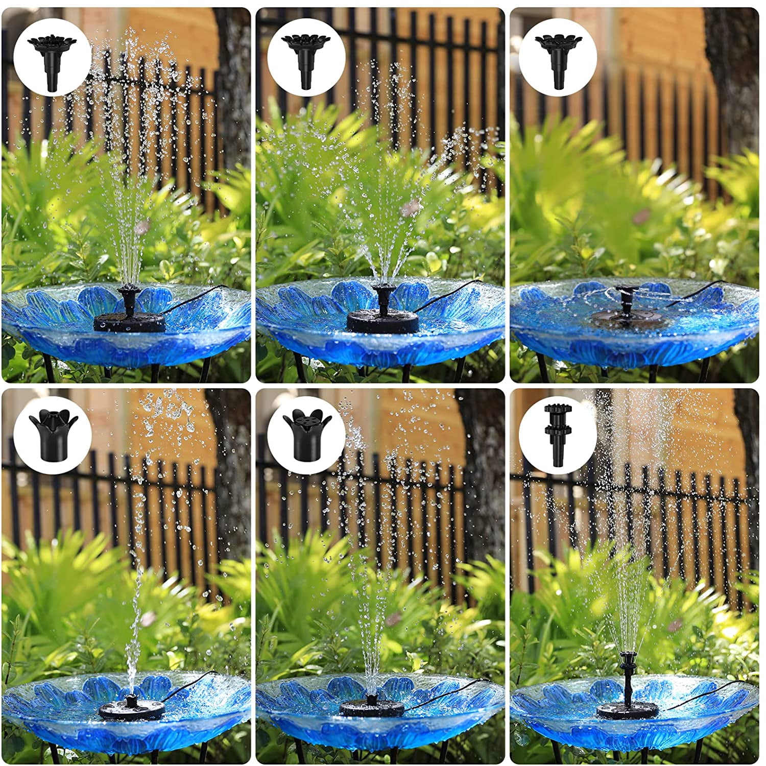 AISITIN 10W Solar Fountain Pump with Multiple Nozzles, DIY Water Feature Kit for Outdoor with Pipe, Solar Powered Water Fountain Pump for Bird Bath, Garden, Ponds, Fish Tank and Aquarium