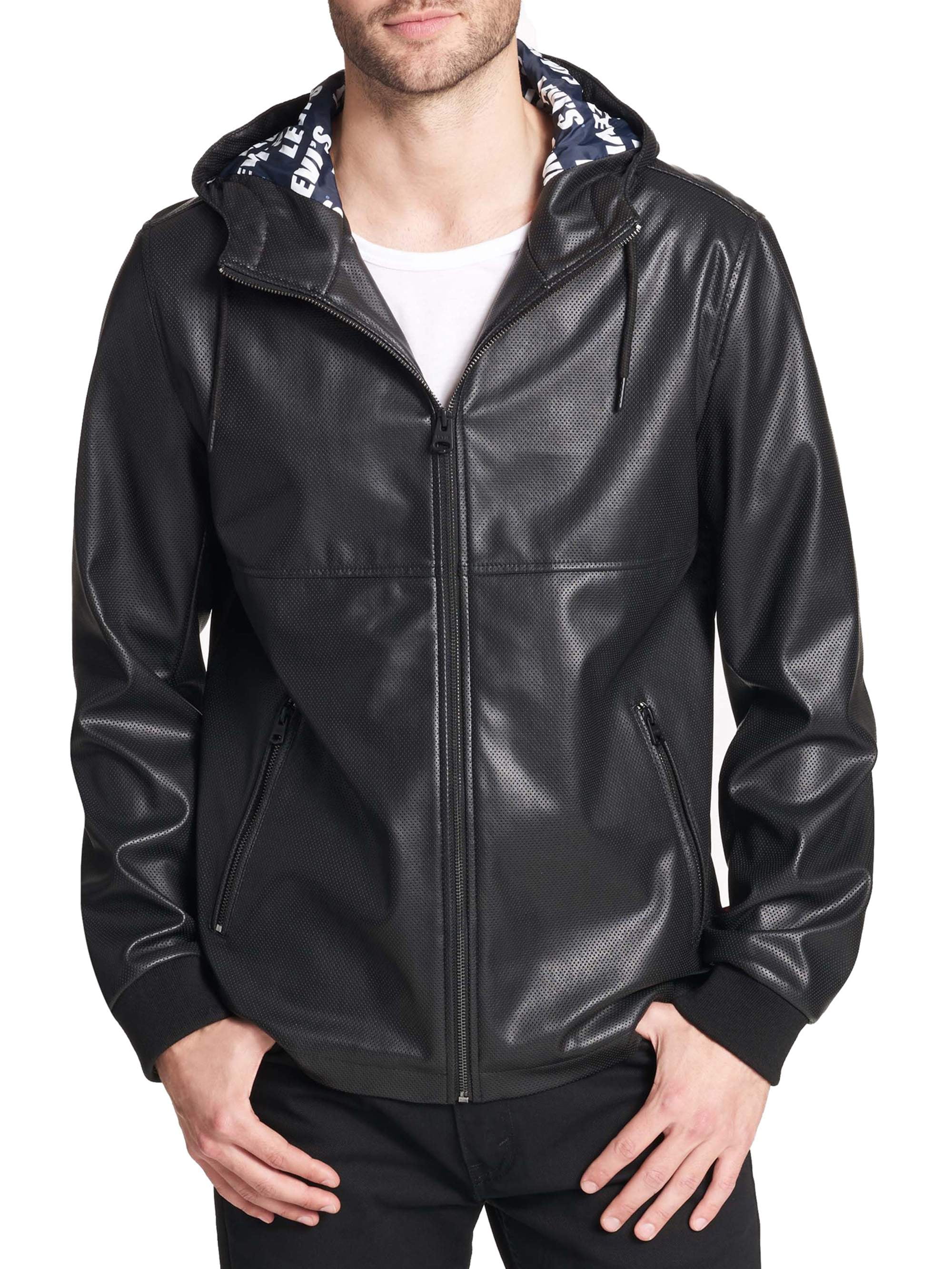 levis leather jacket with hood