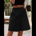 thumbnail image 4 of Pantalones Cortos de Verano para Mujer, con Cintura Elástica, Pierna y Hasta la Rodilla, con Bolsillos, Color Negro, Talla S, 4 of 9