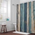thumbnail image 5 of Ombre Blue White Wood Grain Fabric Shower Curtain Vintage Farmhouse Washable Shower Curtains for Bathroom, Waterproof Bath Curtain with Hooks Home Decor 36x72in, 5 of 8