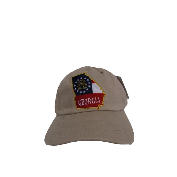 Khaki State of Georgia Flag in State Baseball Cap Hat