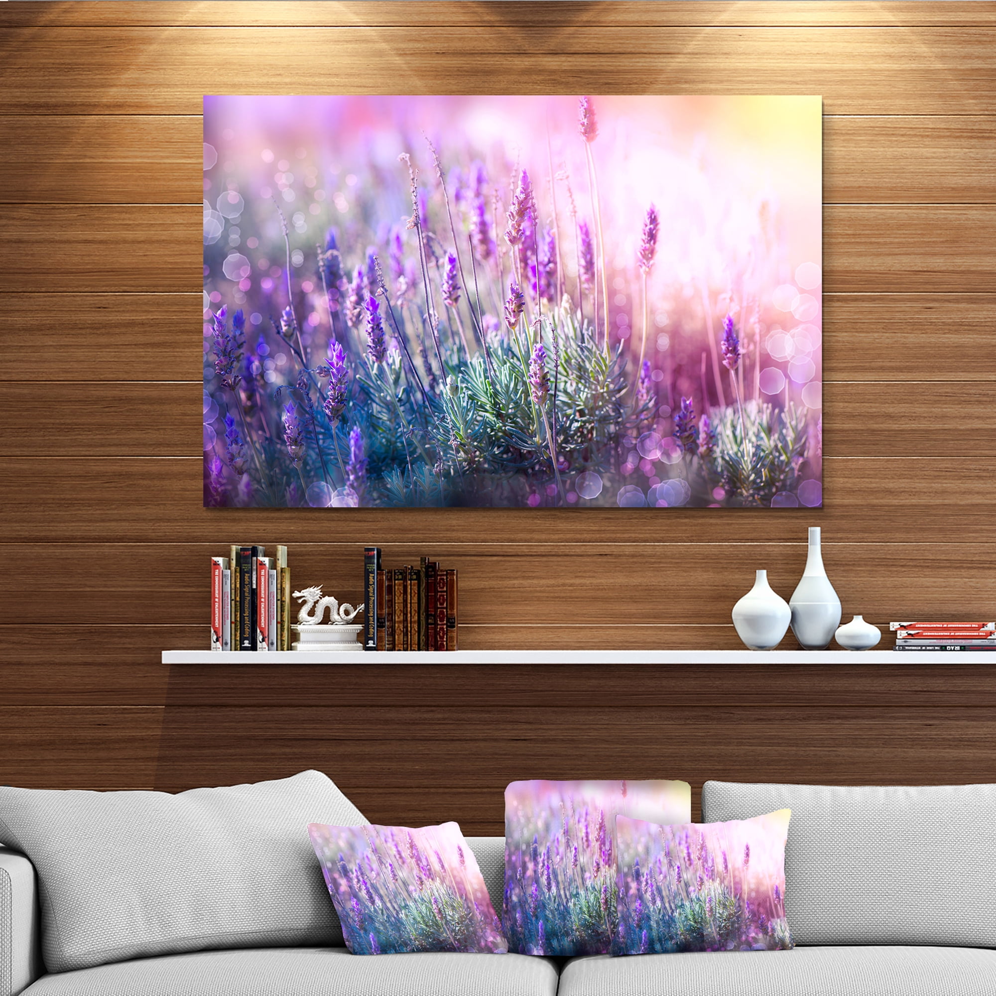Designart 'Growing and Blooming Lavender ' Floral Metal Wall Art