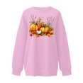 thumbnail image 4 of Risckoth Women's Fall Sweatshirt Pumpkin Harvest Print Crew Neck Drop Shoulder Hoodless Casual Pullover S-2XL, Pink, 4 of 4