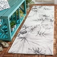 thumbnail image 2 of SAFAVIEH Courtyard Keelan Botanical Indoor/Outdoor Runner Rug, Ivory/Black, 2'3" x 8', 2 of 10