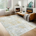 thumbnail image 4 of FairOnly 8'x10'Modern Low Pile Colorful Area Rug for Bedroom Ultra Thin Non Slip Stain Resistant Floor Cover for Living Room Dinning Room Kitchen,Grey Yellow, 4 of 7