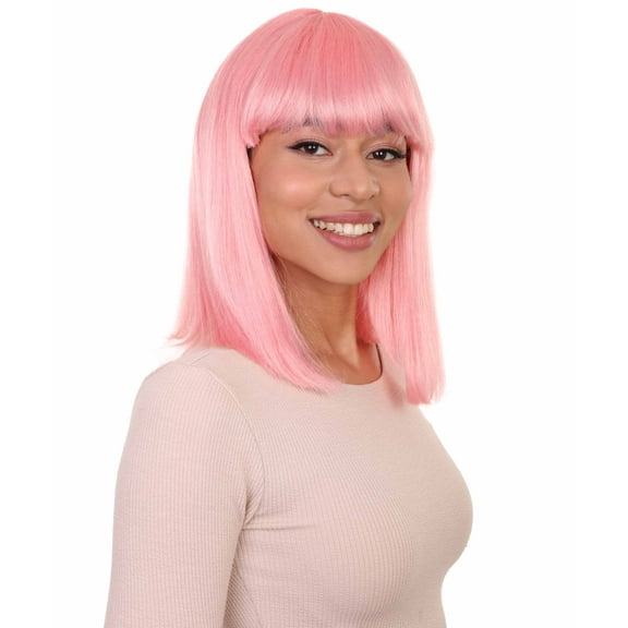 Womens Lt. Pink Bob Wig | Fancy Party Event Ready Halloween Wig | Premium Breathable Capless Cap