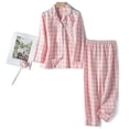 thumbnail image 1 of Pijamas con botones para niños y niñas, conjuntos de ropa de algodón con acabado cepillado, ropa de casa a cuadros, primavera, otoño e invierno, 2021, 1 of 4