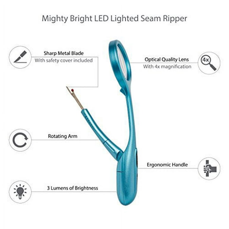 Lighted Seam Ripper with Magnifier, Mighty Bright, Sewing & Quilting LED  Light