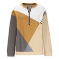 thumbnail image 4 of Ashirexll Oversized Sweatshirt for Women, Fall Sweatshirts for Women, Fashion Matching Color Pattern Long Sleeve Zipper V-neck Sweatshirt, 4 of 6