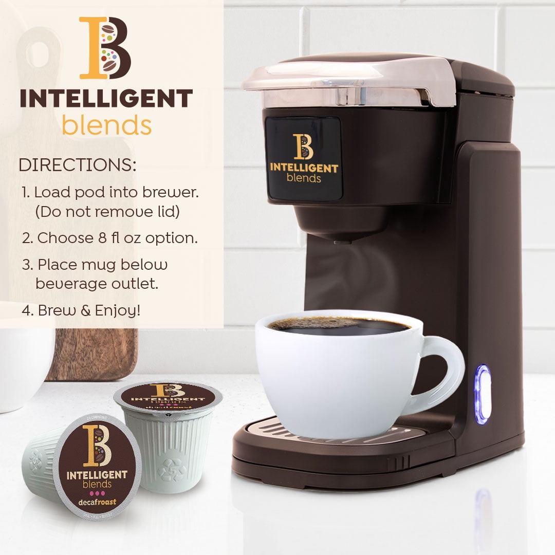 Intelligent Blends Dark Roast Decaf Coffee Pods, Compatible w/ K-Cup Brewers, 100ct