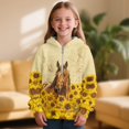 thumbnail image 2 of Pzuqiu Sunflower Horse Hooded Sweatshirts for Girls Size 6-7 Warm Wind Proof Children's Long Sleeve Sweatshirt Versatile Stretchy Fall Winter Clothes Fashion for Everyday Wear, 2 of 7