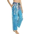 thumbnail image 2 of Daiia Hanging Orchids Floral Blue Women's Sleep Pant with Pockets and Drawstring,Pajama Pants-Medium, 2 of 9