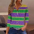 thumbnail image 1 of Fiudx Ofertas Relámpago Blusa de Manga 3/4 Corta Estampada a La Moda para Mujer, Blusa Informal con Cuello Redondo, 1 of 5