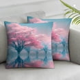 thumbnail image 2 of Outdoor Throw Pillow Cover Pink Peach Blossom on Blue Ombre Waterproof Cushion Pack Watercolor Blossom Flower Pillow Cases Home Decoration for Patio Garden Couch Sofa, 2 of 6