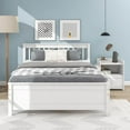 thumbnail image 2 of Full Size Platform Bed with 1 One-Drawer Nightstand, Solid Wood Platform Bed Frame with Headboard and Footboard, Set of 2 Bedroom Furniture Set for Boys Girls Adults, No Box Spring Needed, White, 2 of 7