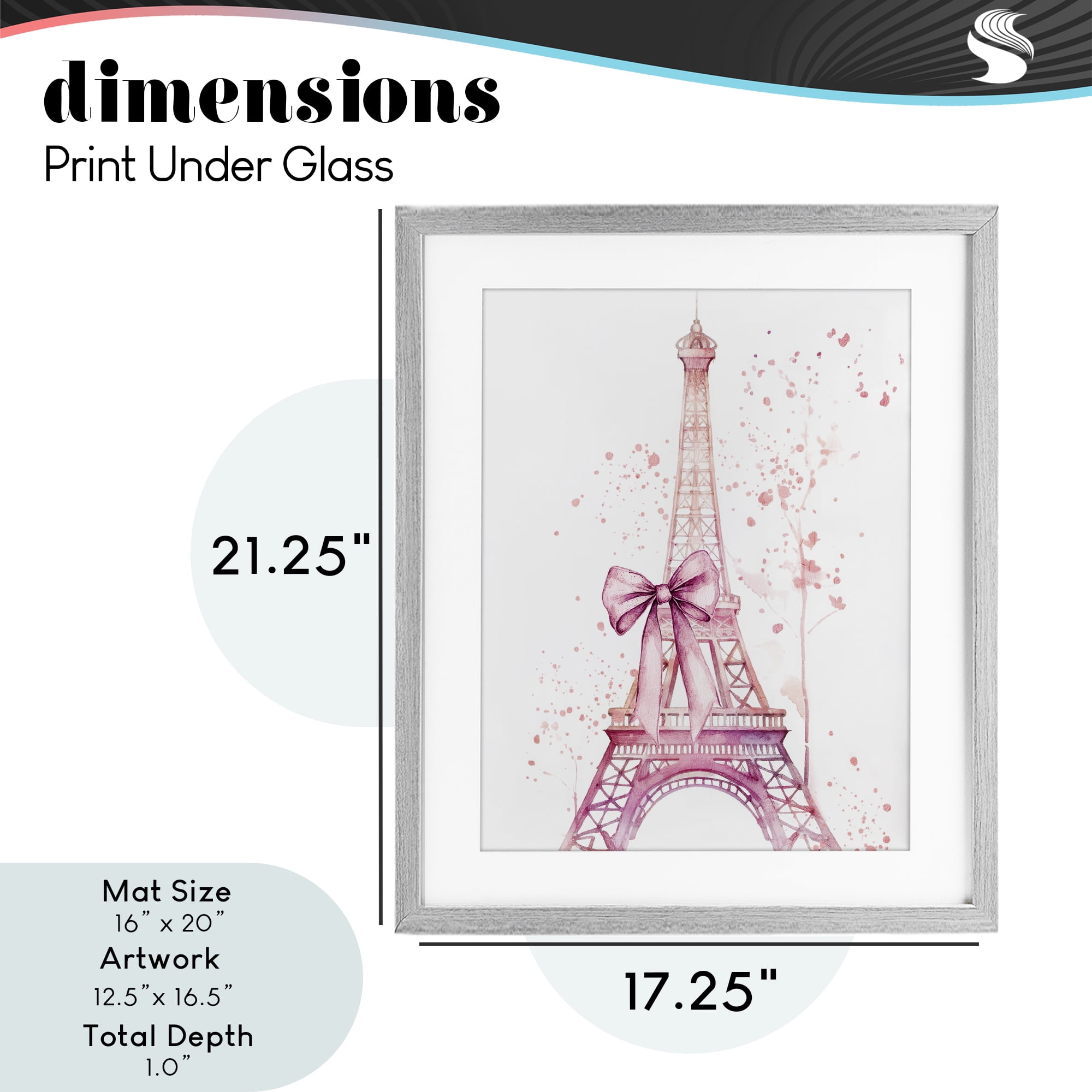 Bow Bedecked Paris Tower Gray Framed Print Under Glass, design by Kim Allen