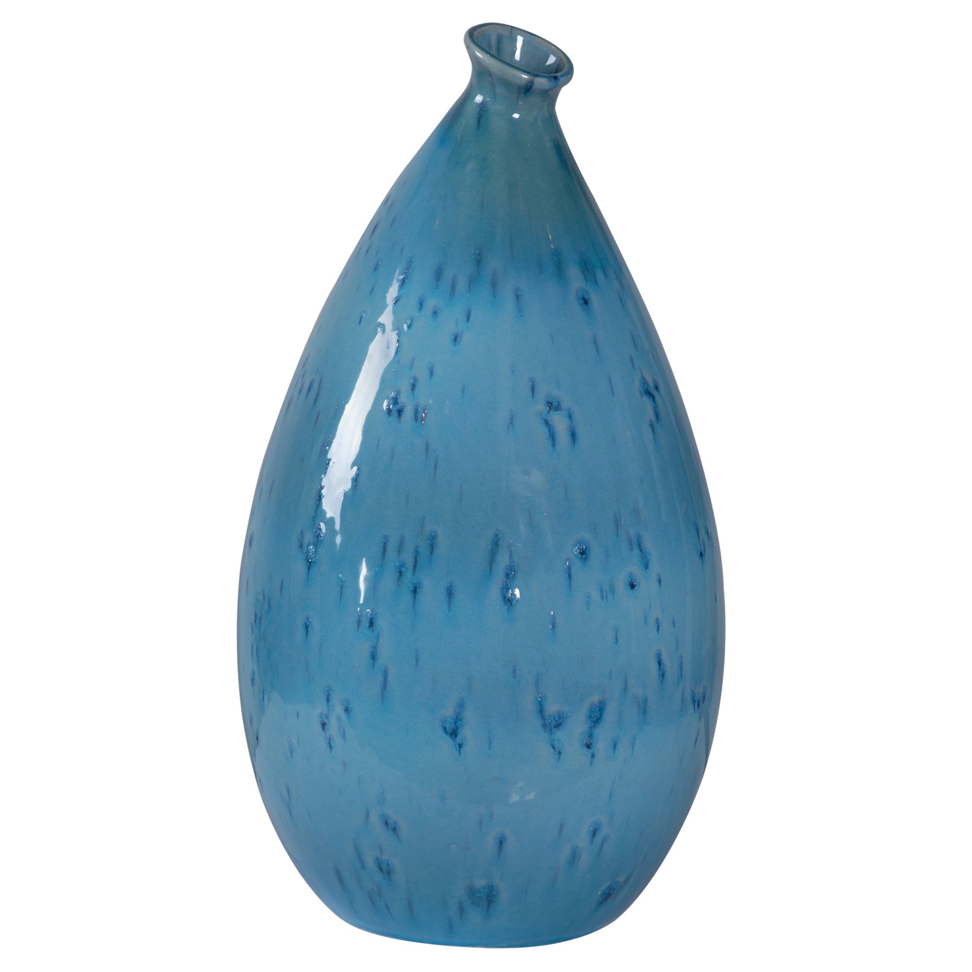 17.25" Sky Blue Contemporary Solid Vase with Navy Accents