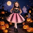 thumbnail image 2 of Tisuna Girl'S Halloween Dress Graphic Print Sleeveless Suspender Dresses With Headband, Tail Comfortable Girls Halloween Theme Party Dress Size 4-5 Years Pink, 2 of 5