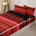 thumbnail image 2 of Castle Fairy Retro Horizontal Stripe Zipper Twin Comforter Sets with Fitted Sheet and 2 Pillowcases,Mid Century Thin Line Zipper Bedding Set,Rust Crimson Blush,Reversible, 2 of 5