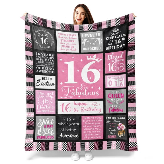 XZYG 16 Gifts for Girls 16 Year Old Girl Gifts for Birthday 16th Birthday Gifts for Girl Sweet Sixteen Gifts for Girls Decorations Fleece Blanket(30*40inch)