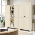 thumbnail image 2 of 71 Inch Metal Storage Cabinet with 2 Doors and 5 Adjustable Shelves, Lockable Steel Organizer for Garage, Pantry, Basement, Laundry Room, Beige, 2 of 9