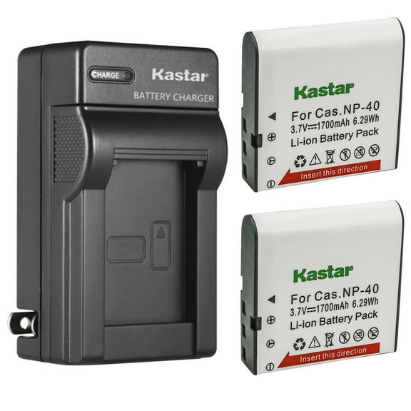 Kastar 2-Pack NP-40 Battery and AC Wall Charger Replacement for Minolta MN4K100Z 4K Ultra HD, Minolta MN4K30NV 4K Ultra HD / 30 MP, Minolta MN100HDZ 1080P HD Camcorder w/10x Optical Zoom Camcorder