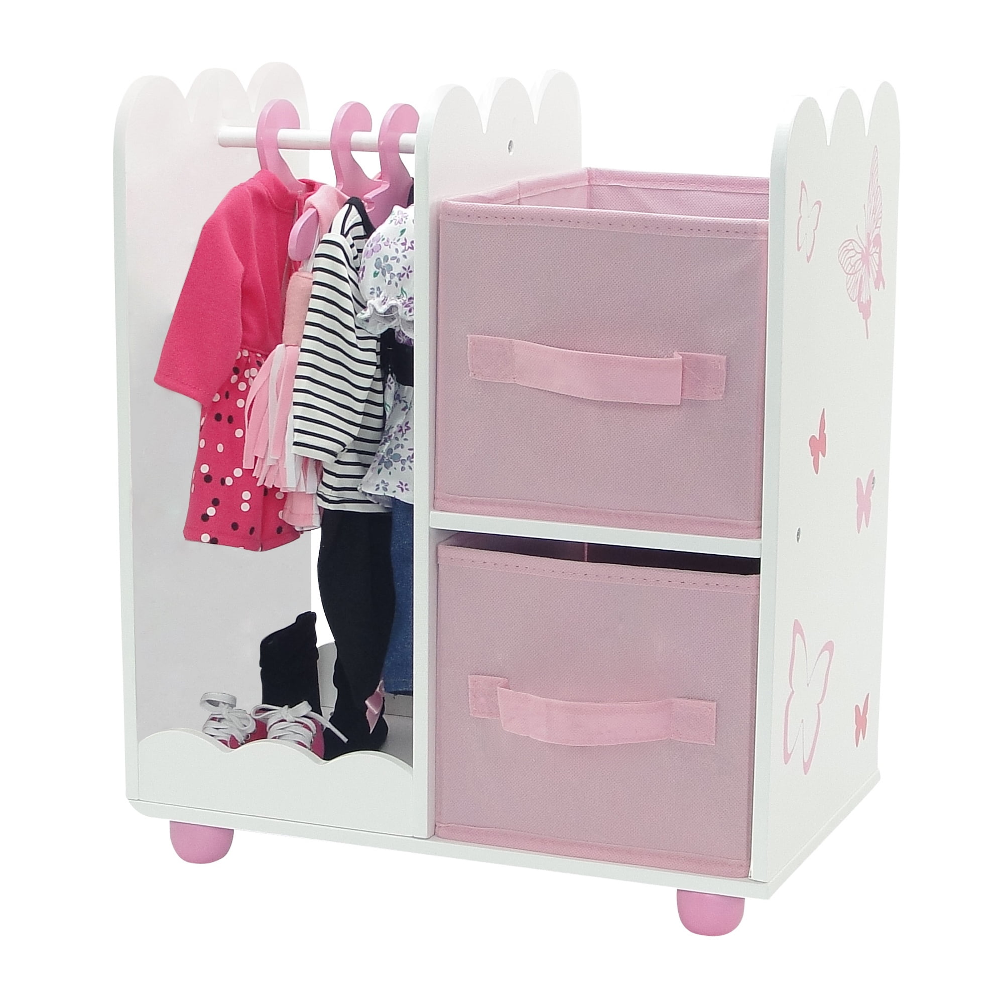 18 Inch Doll Furniturebeautiful Pink And White Open Wardrobe