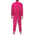 thumbnail image 7 of Salouo Rose Red Glitter Print Button-Front Long Sleeve Pajama Set for Men, Soft 2Pjs Men's Long Sleeve Sleepwear -Medium, 7 of 7