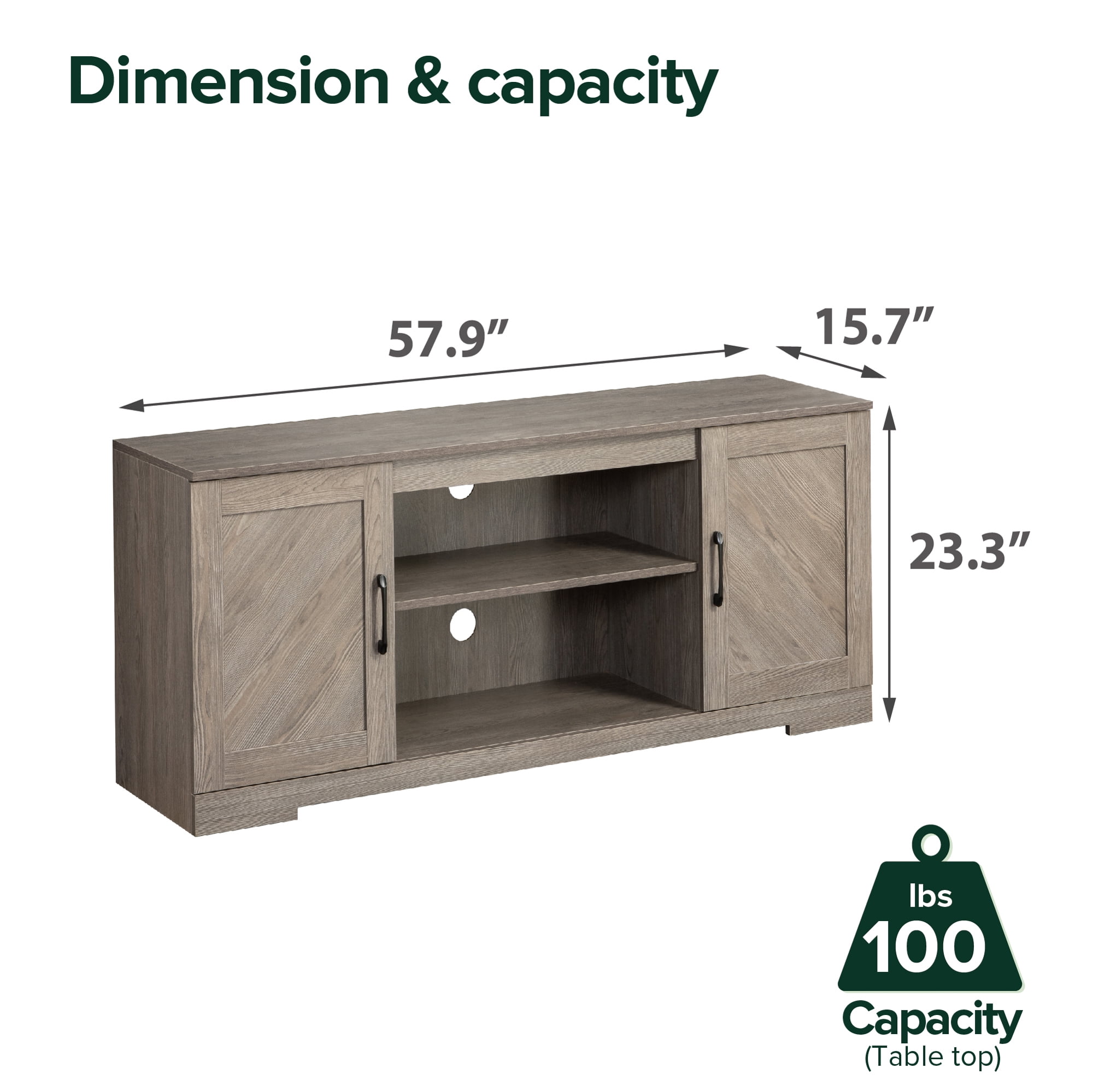 Zinus Bennett TV Stand for TVs up to 65", Grey Finish