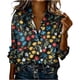 thumbnail image 3 of TaTaai Womens Casual Printed Blouse Long Sleeve Round Neck Polyester Top Lightweight Soft Asian Sizing Small Fit Gift, 3 of 5