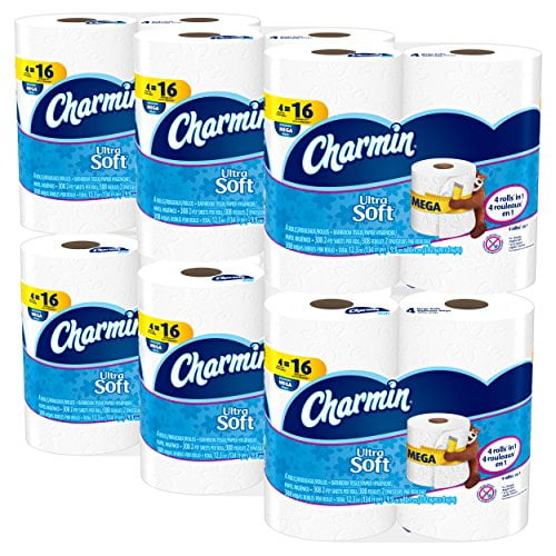 Charmin Ultra Soft Toilet Paper, Family Mega Roll with Cushiony Touch (5x  More Sheets*), 24 Count : : Health & Personal Care