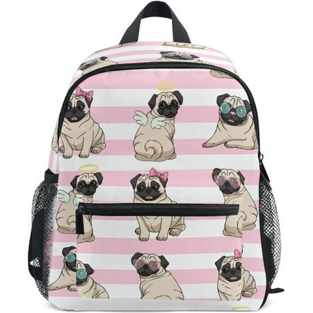 Coolnut Mini Backpack Dress Pugs Cute Pattern School Bag For Kindergarten Kids with Name Tag  12.6 inch