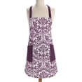 thumbnail image 6 of 37.5" White and Eggplant Purple Damask Pattern Apron, 6 of 6