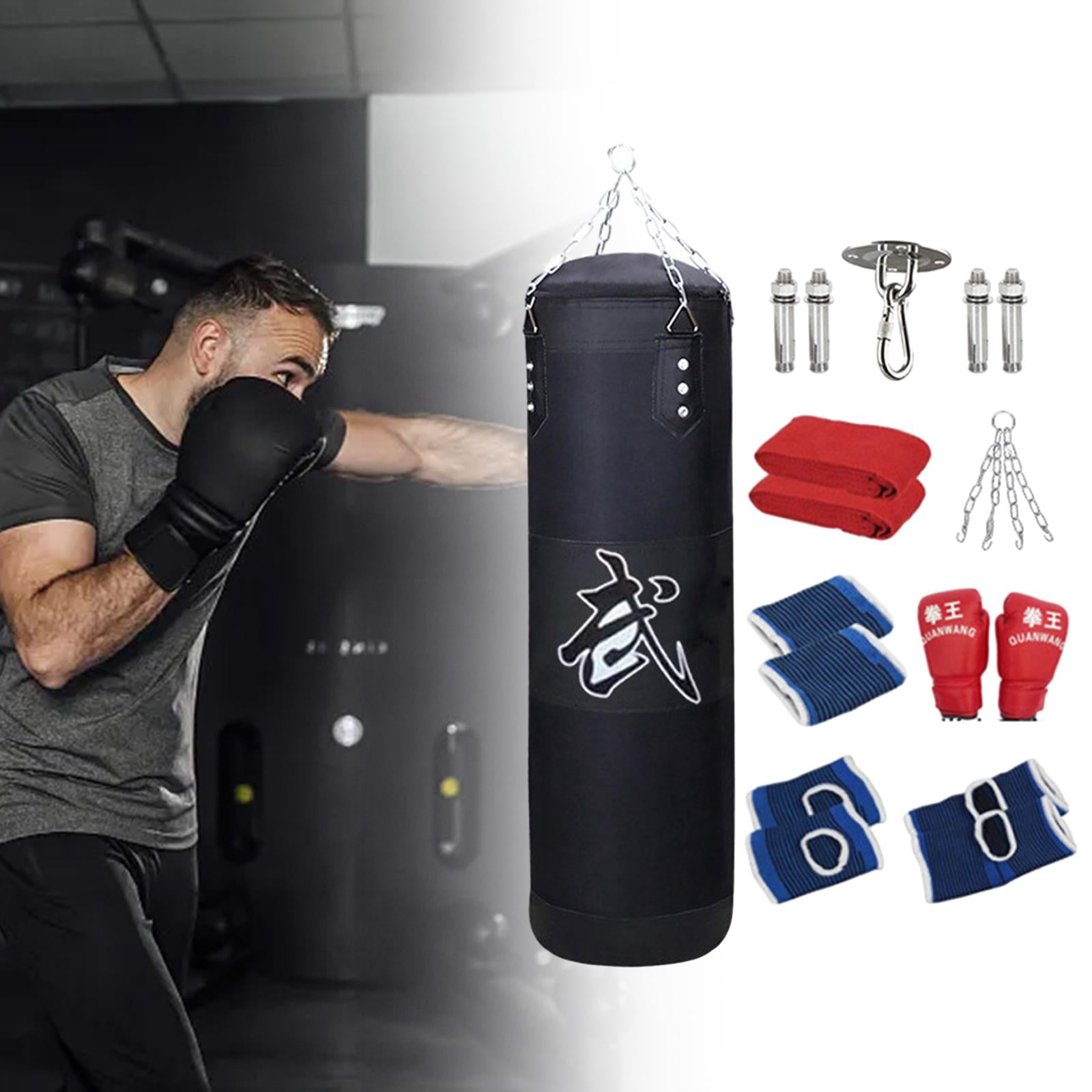 DimyFew Fillable Punching Bag Unfilled Punching Bag Fitness Heavy Bag Workout Boxing Bag Black 100cm