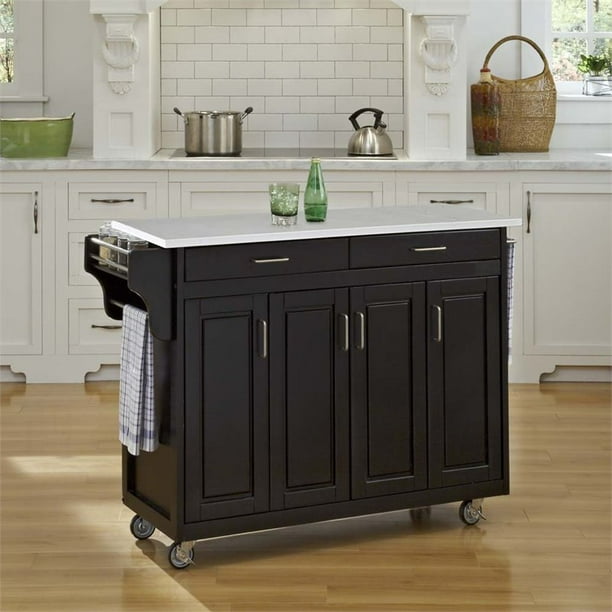 Home Styles Create A Cart Quartz Top Kitchen In Black Com Cart Quartz Top Kitchen, Home Styles Create A Cart Kitchen Island With Granite Top