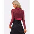 thumbnail image 4 of Cárdigan corto con parte delantera abierta Allegra K Bolero para mujer Borgoña L, 4 of 6