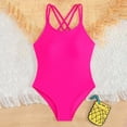 thumbnail image 2 of Shadoumai One Piece Swimsuit for Girls Cross Ruched Front Tankini Sets Quick Drying Cute Floral Print Bathing Suits for Girls Swimwear with Cover Up Pants Stretch Strap, 2 of 7