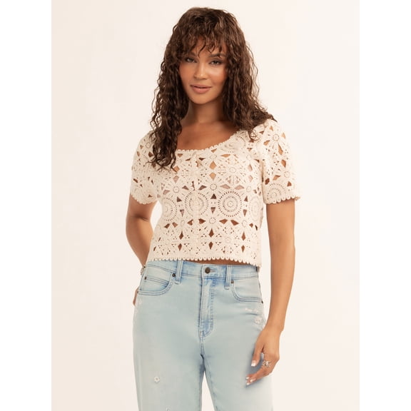 Jessica Simpson Women's Quincy Crochet Tee, Sizes XS-XL