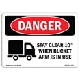 thumbnail image 1 of SignMission OS-DS-A-1218-L-1870 12 x 18 Po Signe de Danger OSHA - Restez Clair 10 Pi Seau en Cours d'Utilisation, 1 of 1