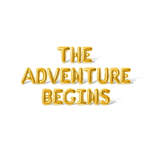 Letter Balloons - THE ADVENTURE BEGINS 16" Inch Alphabet Letters Foil Mylar Balloon Graduation Day Party Banner (Gold)