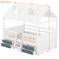 thumbnail image 2 of Harper & Bright Designs Full Size Wood House Bed Frame with Fence and 4 Storage Drawers, Playhouse Tent Bed with Roof and 2-step Ladder for Boys Girls Bedroom, White, 2 of 12