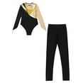thumbnail image 4 of Alvivi Kids Girls Gymnastic Ballet Dance Leotard with Leggings Set Ice Skating Competition Costume Gold 6, 4 of 5