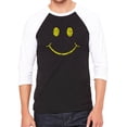 thumbnail image 1 of Men's Raglan Baseball Word Art T-shirt - Be Happy Smiley Face, 1 of 2